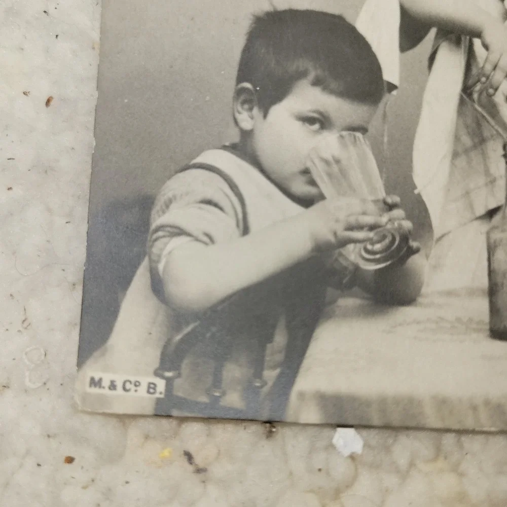 Antique Spanish Real Photo Postcard Children‎ Drinking Glasses RPPC Spain c1910